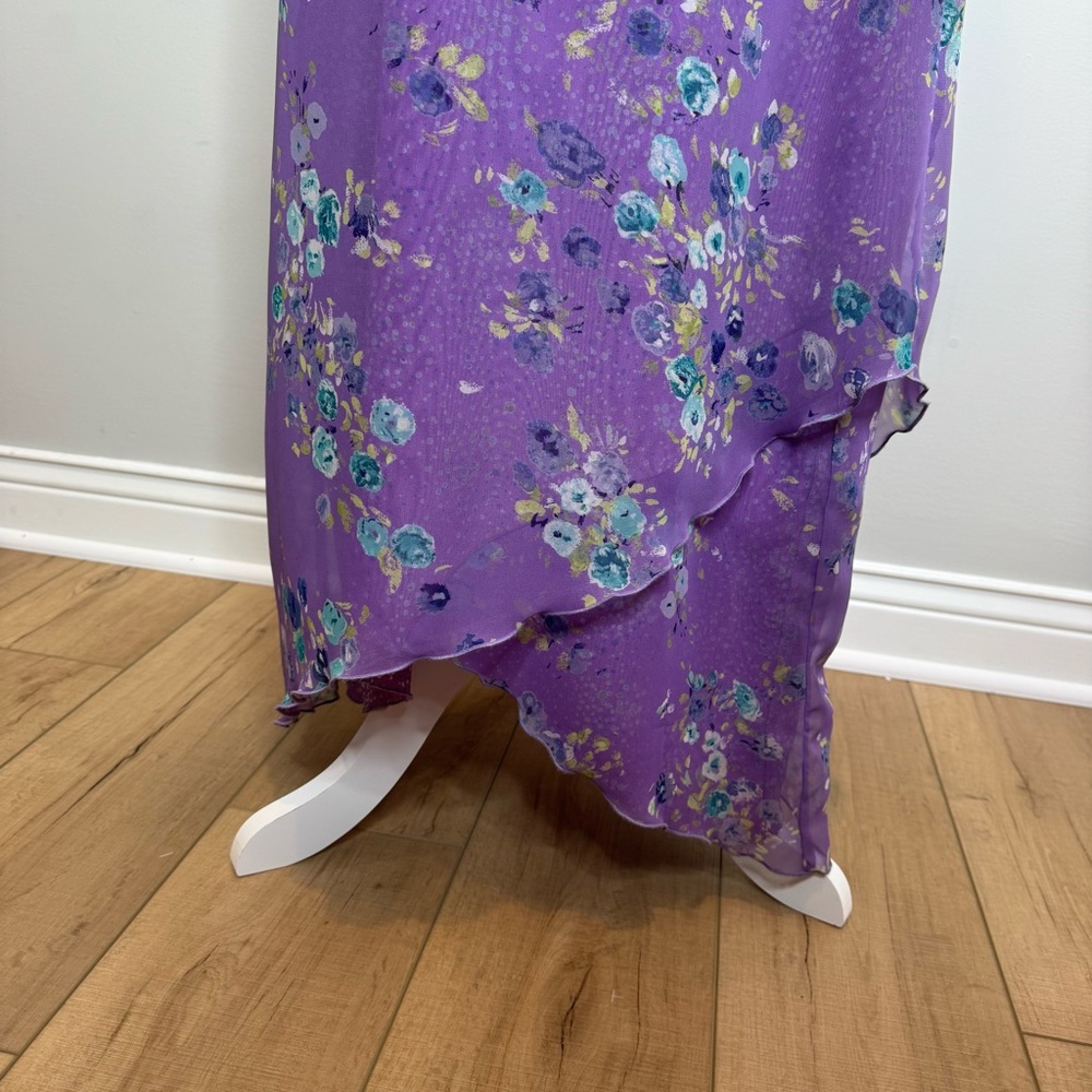 VTG Y2K Babydoll Midi Dress Asymmetrical Hem Size 10 Fairycore Indie Ethereal - Picture 8 of 8